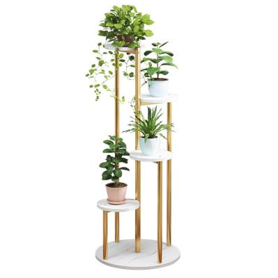 China Eco-friendly Nordic Marble Pergola Metal Frame Garden Ironwork Flower Indoor Flower Pots for sale