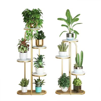 China Modern Multi-Link 6-Tier Metal Flower Potted Plant Stand Balcony Plant Stand Floor-Holding Multi-Layer Flower Shelf for sale