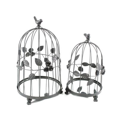 China Home Art Bird Cage Flower Wall Metal Farmhouse Iron Ornament for Wedding Decoration for sale