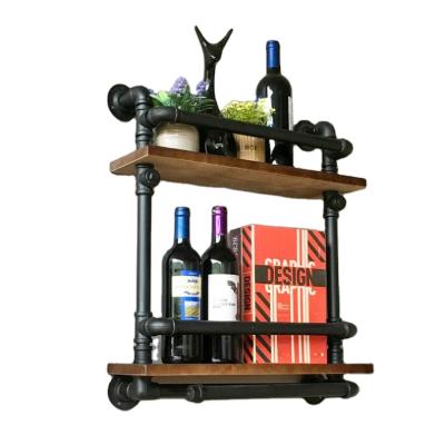 China American Wall Shelf Metal Vintage Corrosion Protection Style Shelf Living Room Floor Shelf Wine Hanging Decorative Industrial Rack for sale