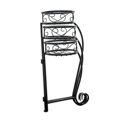 China Viable & Easily move European-style multi-layer folding iron flower stand balcony installation free folding indoor and outdoor iron flower stand for sale