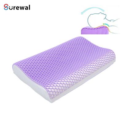 China Anti Dust Mite Wave Shape Lavender Color Strip Pillow With Memory Foam Backing Head Pillow For Neck Pain Relieve for sale