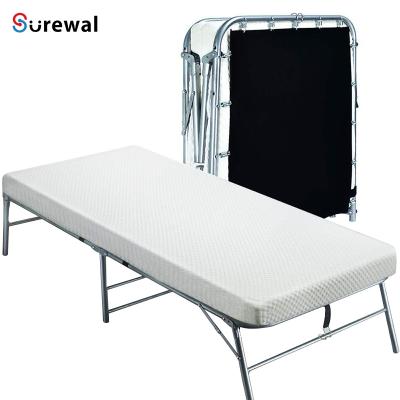 China Foldable Heavy Duty Folding Bed With Two Extra Support Belts 300 Pound Bed Daybed Guest With Foam Mattress And Storage Bag for sale