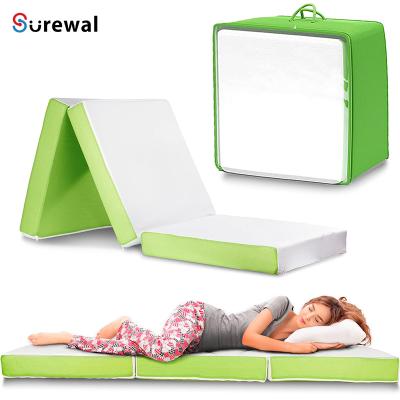 China 4 Inch Foam Foldable Floor Mattress Foldable Camping Bed with Case for Adults and Kids Folding Portable Bed for Travel Van Guest for sale