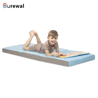 China Memory Foam Toddler Nap Mat Bed Tri Folding Foam Safe Cooling Mattress For School Students With Washable Cover for sale