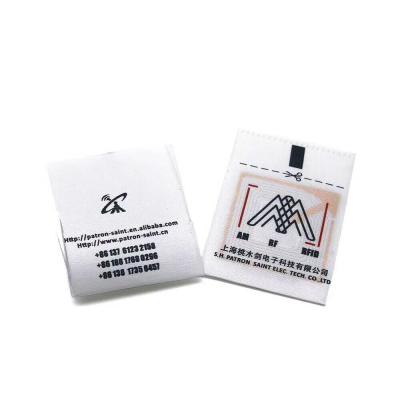 China Colorful design eas system rf woven security label custom silk garment label for sale