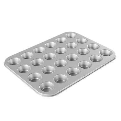 China Baking Tools 24 Cups Non Silver Stick Metal Cupcake Large Pastry Cake Mold Baking Roll Pan Tray for sale