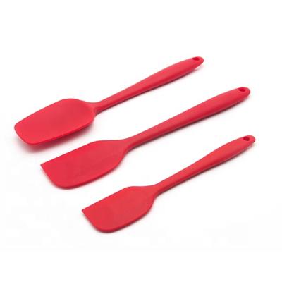 China Stocked Professional Heat Resistant Nonstick Red Silicone 480F 3-Piece Spatula Set for sale