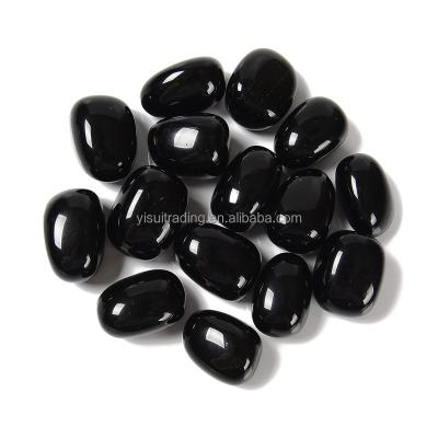 China Classic High Polished Black Obsidian Natural Healing Crystal Polished Tumbled Palm Stone Crafts for sale