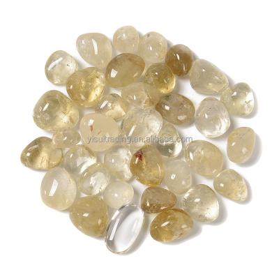 China Citrine Classic Healing Crystal Polished Tumbled Palm Stone from Brazil Lemon Quartz Opens for sale