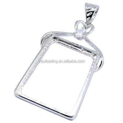 China Classic 925 Sterling Silver Square White Inlaid Beeswax Tray Base Accessories Pendant for sale