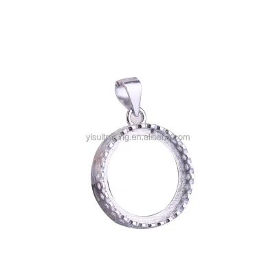 China 925 Sterling Silver Simple Fashion Round Shape Classic Pendant Blank For Blank Inlay Base Diy Accessories Charm Setting Jewelry Making for sale