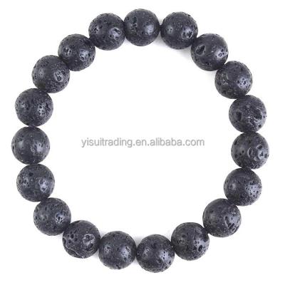 China Classic Polished Natural Black Lava Women Men 6mm Unisex Healing Stone Bead Bracelet 8mm for sale