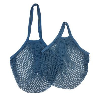 China Eco-friendly Reusable 100% Cottons Foldable Mesh Net Ecology Shopping Bag With Pocket Tote Cotton Net Bag With Handle for sale