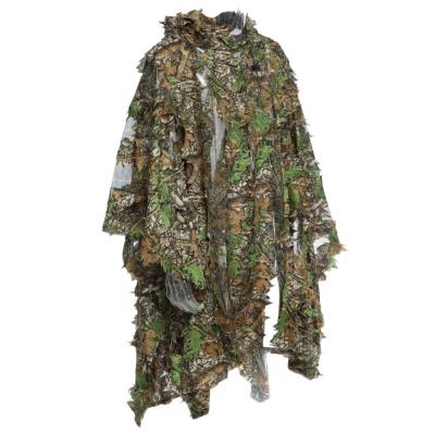 China Hunting Shooting Stalking Poncho Bionic Leaves Dress Hooded Ghillie Coat Wildfowling Camouflage Ghillie Suit Jungle / Fits For Sniper Photograph for sale