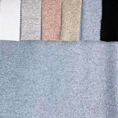 China Cheapest fusible knit poly hacci plain brushed paris marl jersey brush elastic fabrics for sweater cardigan for sale