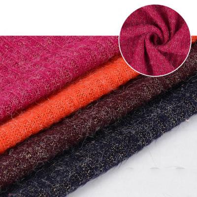 China Wholesale good price memory fashion acrylic blend polyester mohair thick rib knit fabric for sale