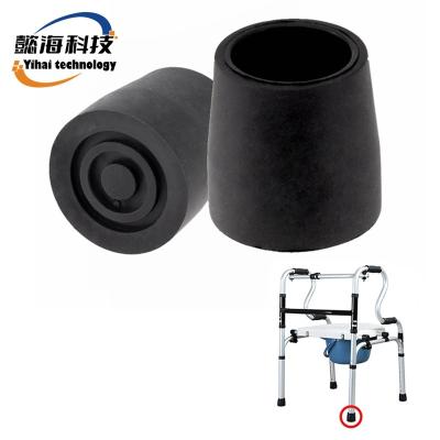 China Black Walker Rubber Leg Cap 28mm Disabled Wear Resistant Rehabilitation Medical Supplies Anti Slip for sale