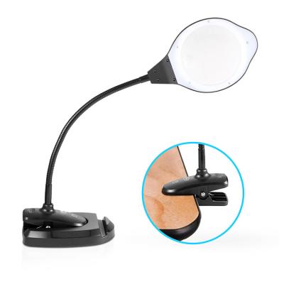 China ABS + Metal Pipe Best Selling 3rd Party Gear Smart Touch Dimming Desktop and Clip Two in One Led Magnifying Lamp for sale