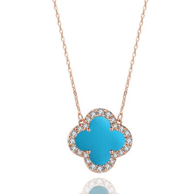 China Trendy Brand 14K 18K Gold Four Leaf Clover Necklace Women's Luxury Four Leaf Clover Necklace for sale