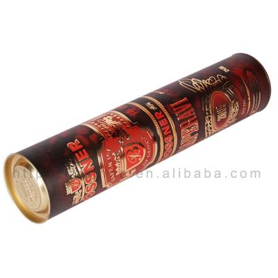 China Rigid round whiskey cardboard tube box for 700ml vodka packaging glass bottle round vodka box for sale