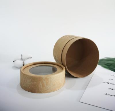 China Customized Eco Friendly Recycled Materials Kraft Paper Tube With PVC Window Paper Lid for sale