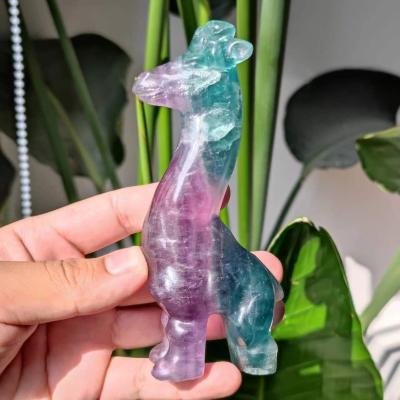 China Europe Factory Price Custom Natural Crystal Polished Hand Carved Giraffe Carving Carved Crystal Animals for sale