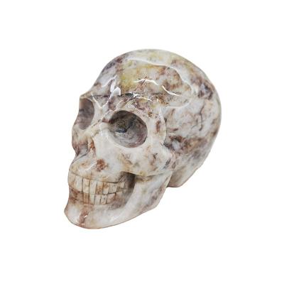 China Wholesale Natural Amber Agate Skulls-Color Handmade Crystal Skull Customized by Europe Factory for Vintage Decoration for sale