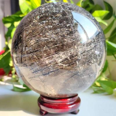 China Hot Sales Crystal Black Rutilated Quartz Ball Natural Crystal Sphere From China Customization for sale