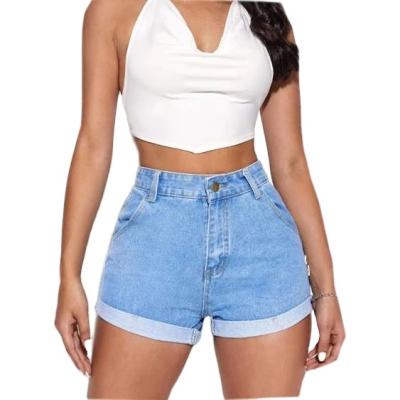 China Breathable 2021 Hot-sale women denim shorts jeans shorts Rolled Hem Denim Shorts for women ladies for sale