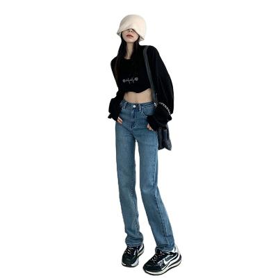 China Factory direct sales waterproof high quality custom jeans women slim straight jeans washed jeans for sale