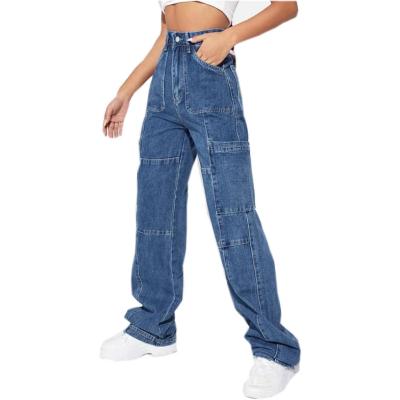 China 2021 Hot-selling custom made loose wide leg denim pants breathable zippers fly patched friend jeans women for sale