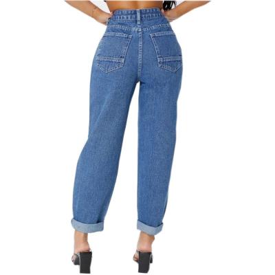 China Factory Hot-selling 2021 OEM breathable cheap high waist blue jeans solid mom jeans for women mujeres ladies for sale