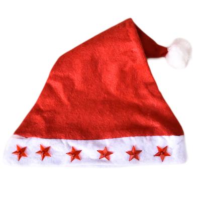 China Red Felt Cloth + Led Lights + Batteries Cheaper Red Felt Christmas Hat Led Light Christmas Hat With Lights for sale