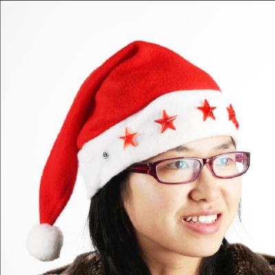 China Felt Christmas Decoration Santa Hat with Light for Adult Children for sale