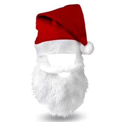 China Felt Cloth Santa Claus Red Felt Christmas Santa Hat With Beard for sale