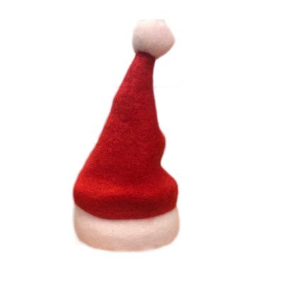 China Fleece Fabric Christmas Mini Top Santa Hat For Wine Bottle Can for sale