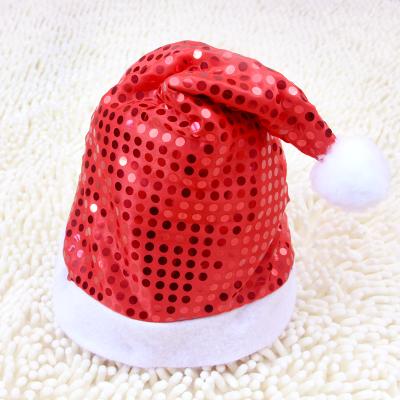 China Sequin Fabric Sequin Santa Hat Glitter Crazy Christmas Hat For Christmas Pattery for sale