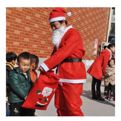 China Eco-Friendly Recycle Santa Claus Suit Family Outfits Father Christmas Costume Adults For Santa Running Events for sale