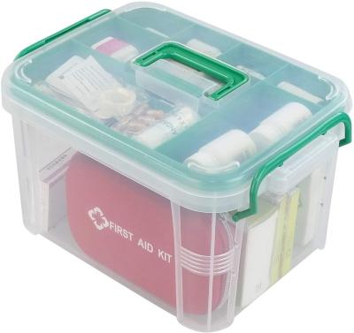 China Lightweight& Wholesale Durable Clear Plastic Full Kit Hard Plastic First Aid Family Box Storage Box Family Medical Empty Box for sale