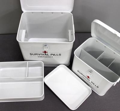 China Portable Emergency Aluminum Medical Metal Stainless Steel Vacuum The First Aid Kit Empty Metal Canister Storage Box Iron Cans Metal Design for sale