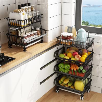 China Cart Storage Rack Mesh Wire Basket Kitchen Viable Storage Cart Rolls Organizer Viable Vegetable Rack for sale