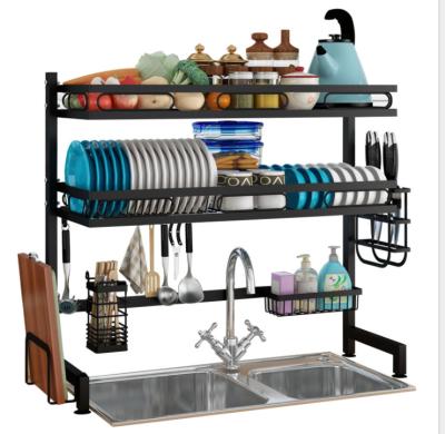 China Viable Kitchen Dish Rack Drying 2 Layer Dishes Drying Rack Shelf Sink Kitchen Storage Multifunctional Racks for sale