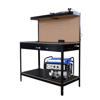 China Hotels Work Table Warehouse Storage Workbench Workshop Power Outlets Workbench With Light for sale