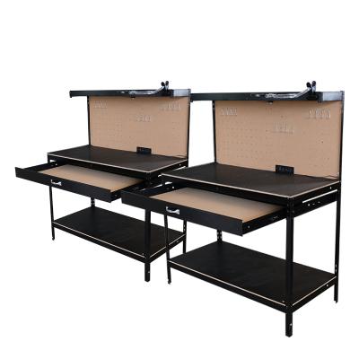 China Hotels Workbench Power Sockets Tool Heavy Duty Steel Work Table Heavy Duty Steel Workbench With Led Light for sale