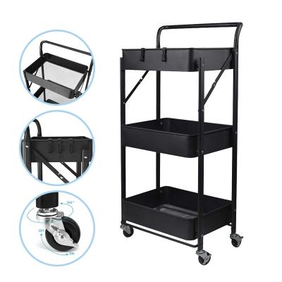 China Folding Folding Kitchen Bathroom Storage Shlef Rack Cart for sale