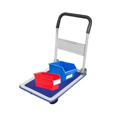 China 150kg Folding Storage Platform Hand Truck Trolley Bag Flat Bed Pulley Blue for sale