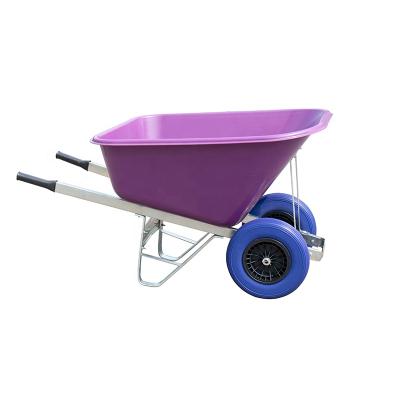 China Garden Construction Tools And Uses Double Wheel Barrow Garden Agricultural Wheelbarrow for sale