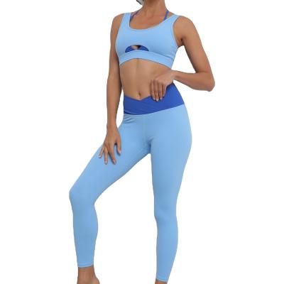 China 2022 Breathable Customized Two Pieces Color To Lift Up Buttocks Fitness Suit Exercise Bodybuilding Yoga Clothes Women Gym Wear for sale