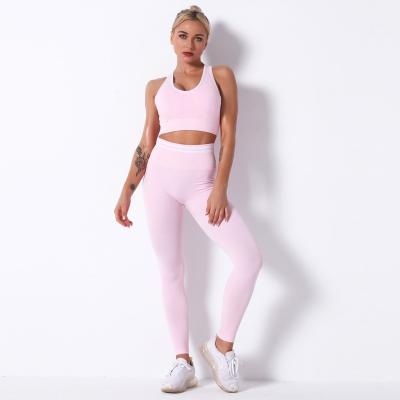 China 2022 Breathable Seamless Knit Bra Set Sexy Running Butt Fitness Yoga Pants Women Sports Bra Fitness Apparel for sale